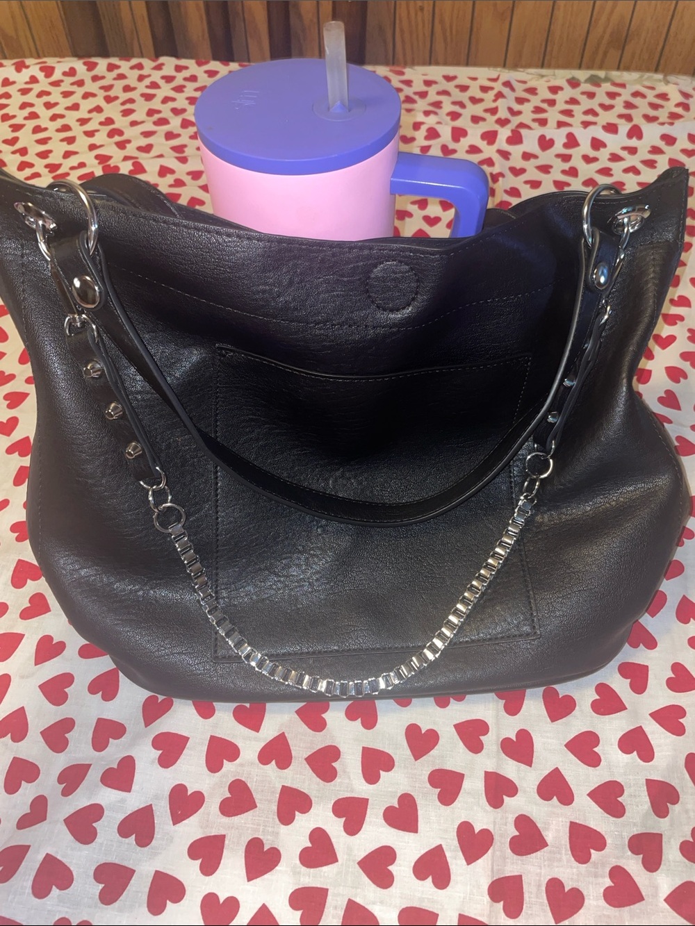 Black & Silvertone 2 in 1   Madison west vegan leather purse (very nice)